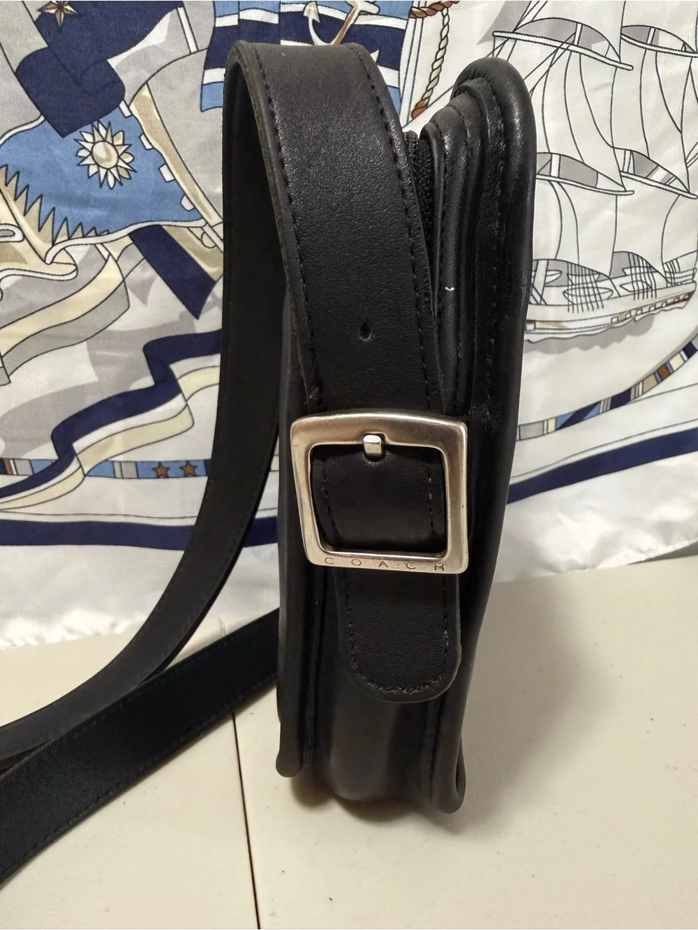 Vintage Coach Black Leather Shoulder/Crossbody Bag